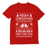 Thumbnail Meowy Christmas Ugly Sweater - Cute Xmas Party T-Shirt Red 1