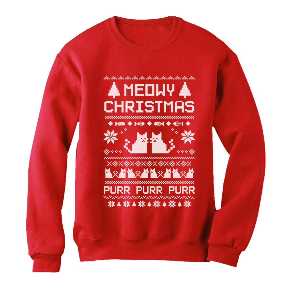 Meowy Christmas Ugly Sweater - Cute Xmas Party Women Sweatshirt 
