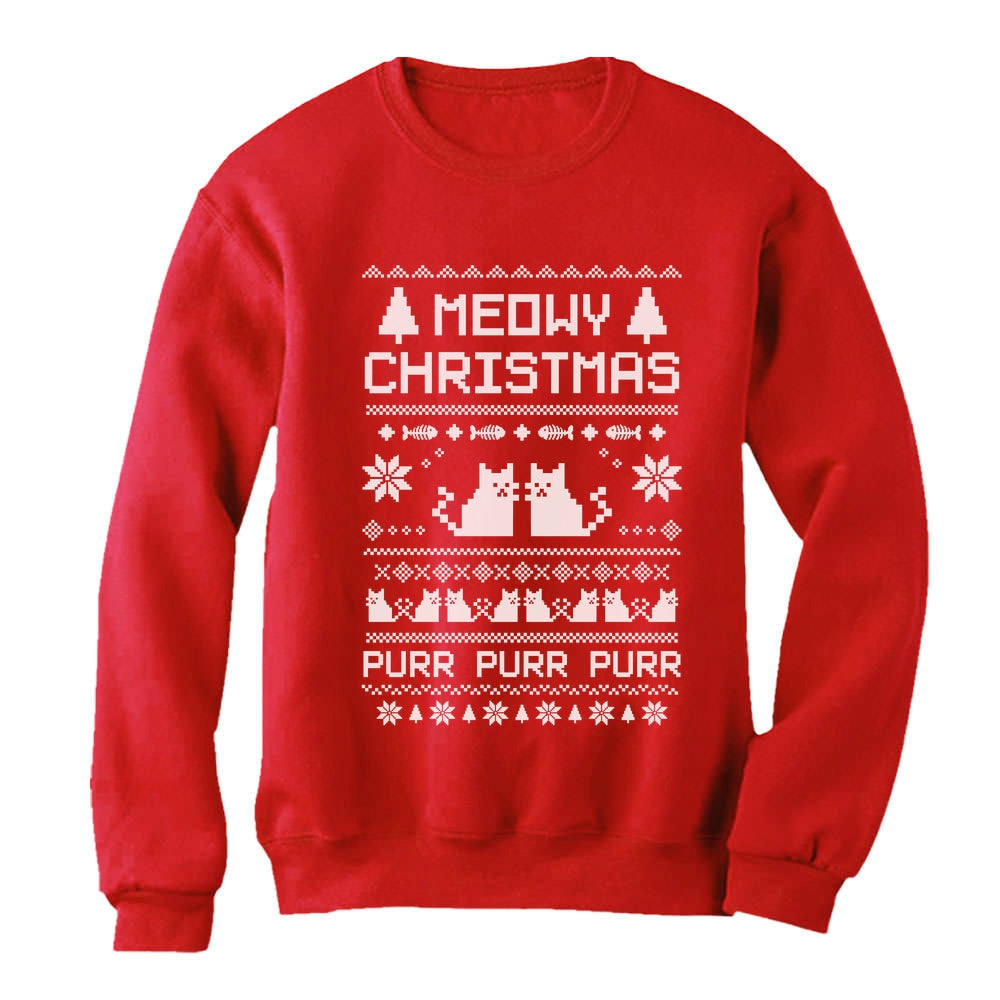 Meowy Christmas Ugly Sweater Cute Xmas Party Women Sweatshirt
