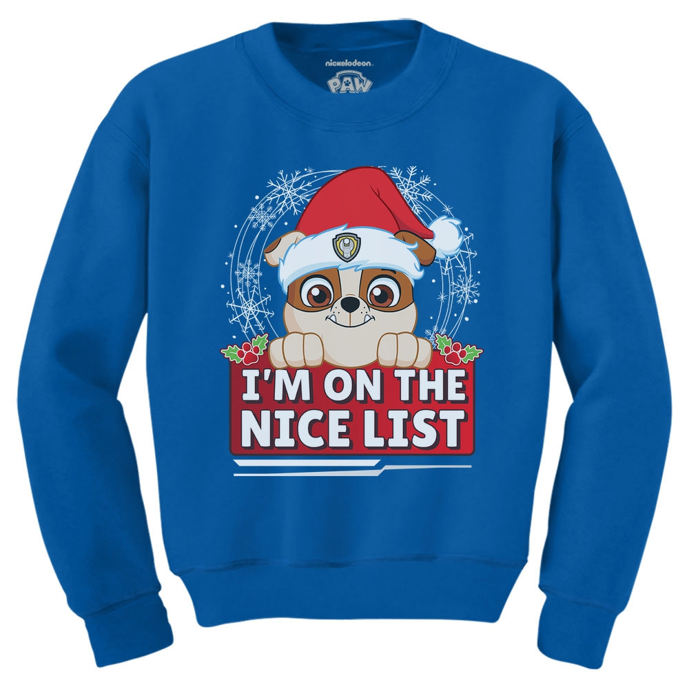 Paw Patrol Christmas Rubble Nice List Santa Toddler Kids Sweatshirt – Tstars