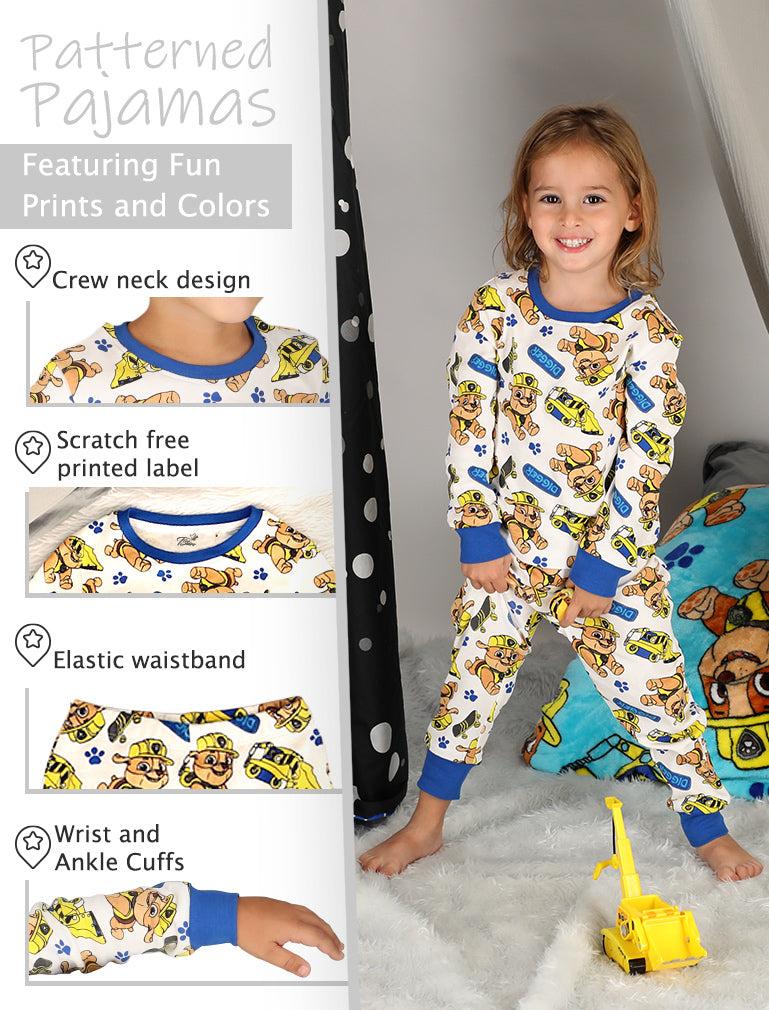 Paw Patrol Pajamas for Kids Toddler 100% Cotton Snug Fit Long Sleeve Sleepwear - White 5