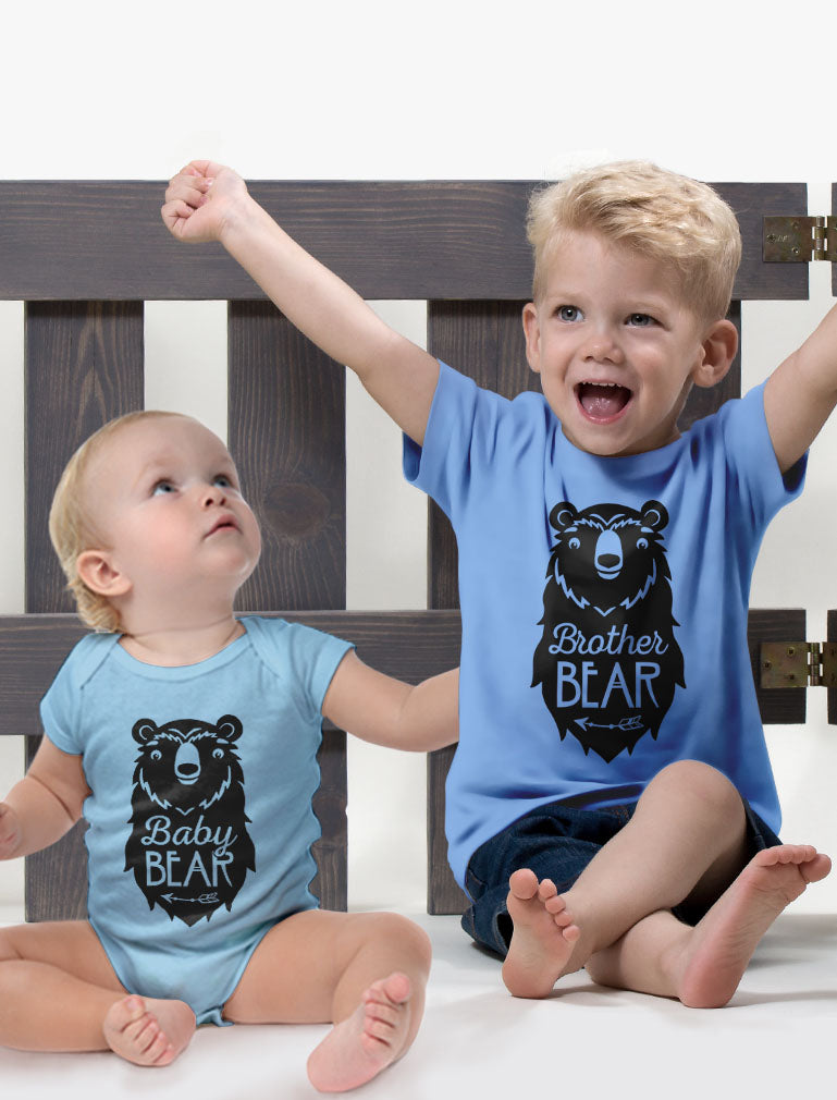 Big Brother Bear shirt Little Baby Boy Girl bodysuit Matching Sibling Outfit Set - Toddler Gray / Baby Gray 4