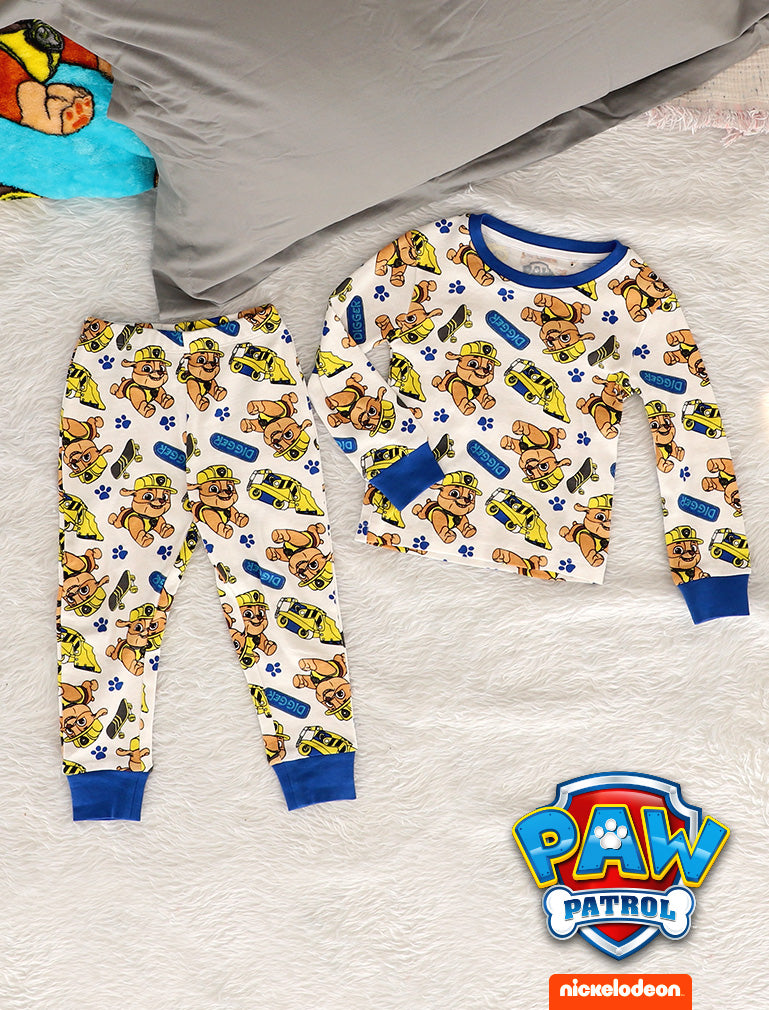 Paw Patrol Pajamas for Kids Toddler 100% Cotton Snug Fit Long Sleeve Sleepwear - White 4