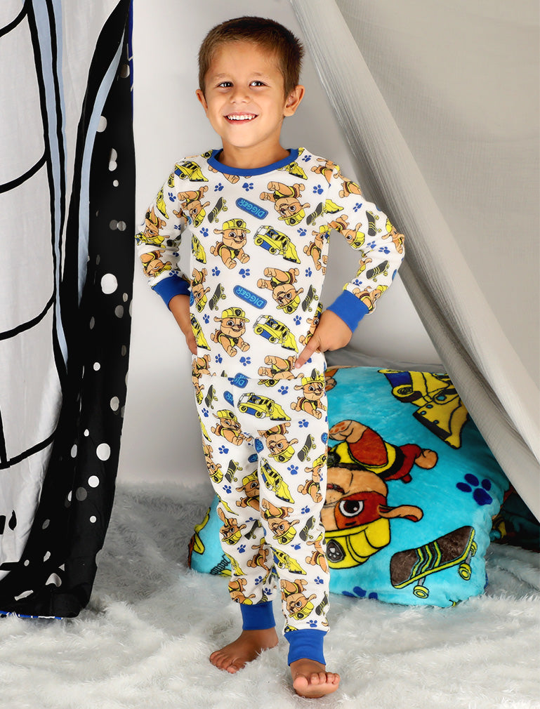 Paw Patrol Pajamas for Kids Toddler 100% Cotton Snug Fit Long Sleeve Sleepwear - White 3