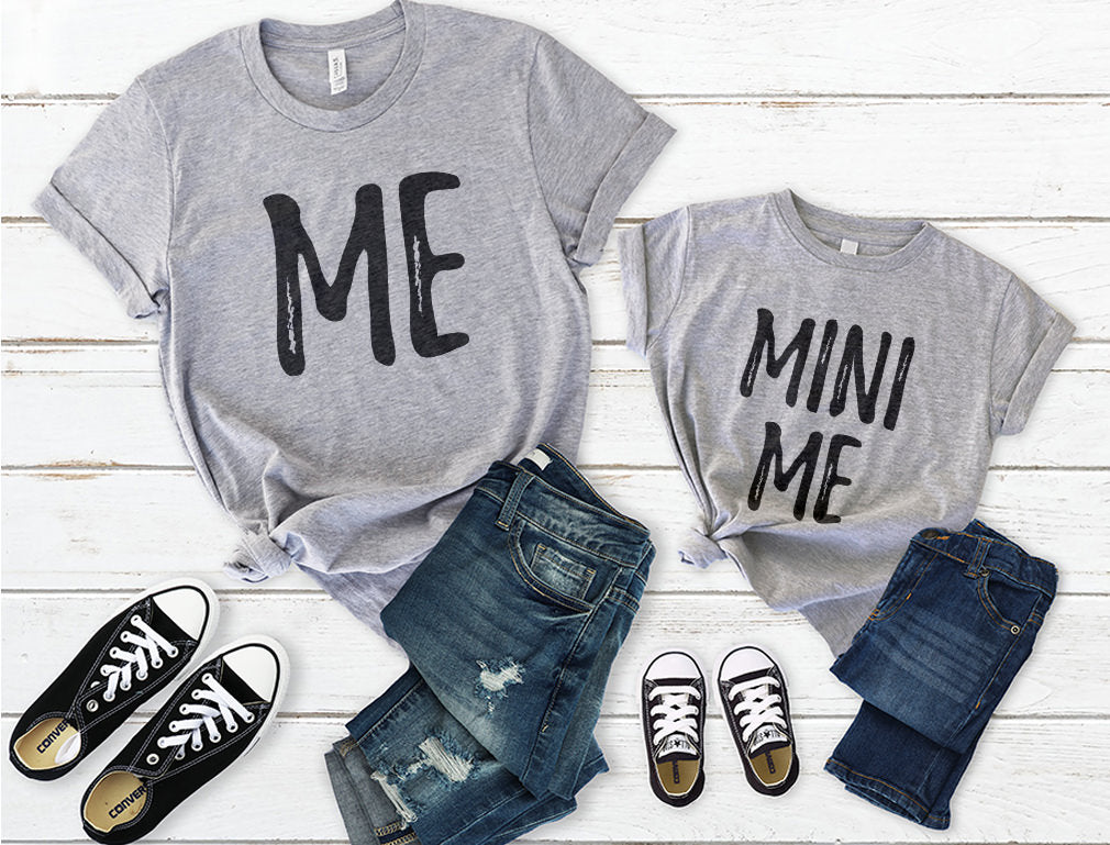 Daddy and Me Matching T-Shirts Funny Me & Mini Me Matching Set - Gray 6