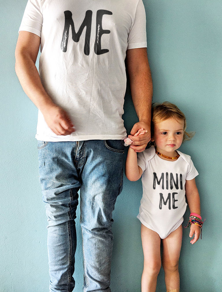 Dad and Son Matching Matching T-Shirt & Bodysuit Funny Me & Mini Me Matching Set - Gray 4
