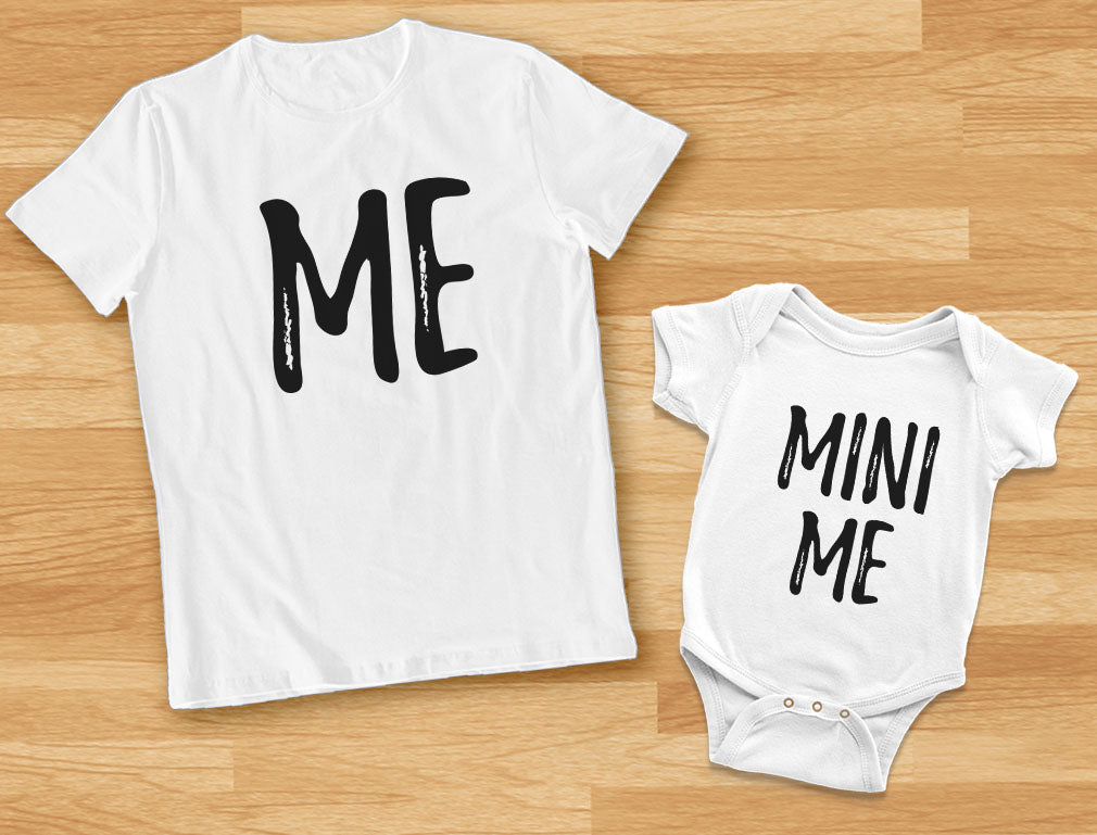 Dad and Son Matching Matching T-Shirt & Bodysuit Funny Me & Mini Me Matching Set - Gray 3