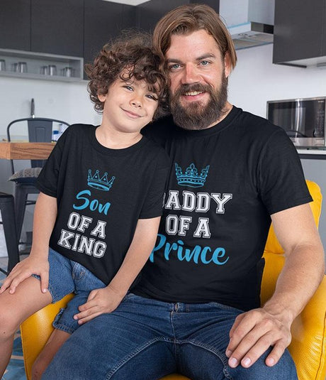 Daddy Of a Prince & Son Of a King Father & Toddler Boy Matching Set T-Shirts - Navy 1