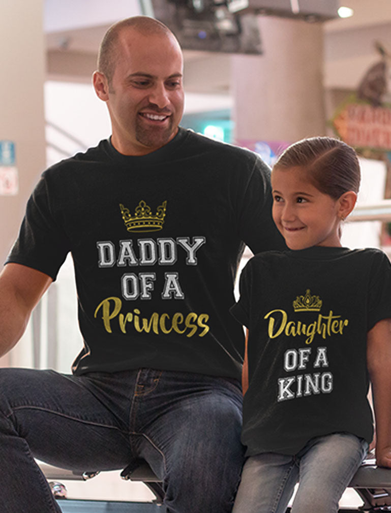 Father & Daughter King Father's Day Gift Dad & Toddle Girl T-Shirts Matching Set 