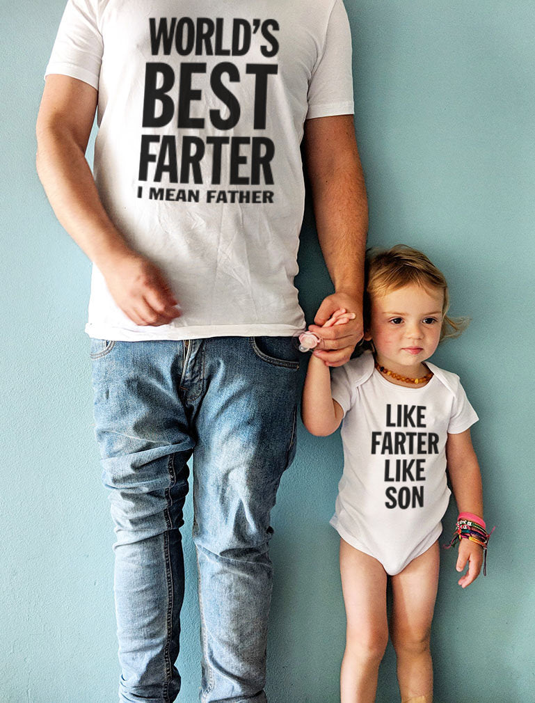 Best Farter I Mean Father - Like Farter Like Son Funny Dad & Me Matching Set - Gray 1