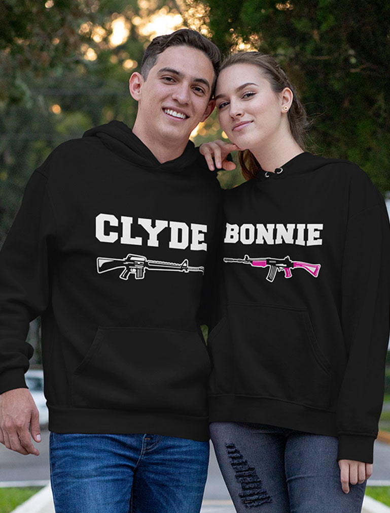 Bonnie & Clyde Him & Her Matching Couples Hoodies 