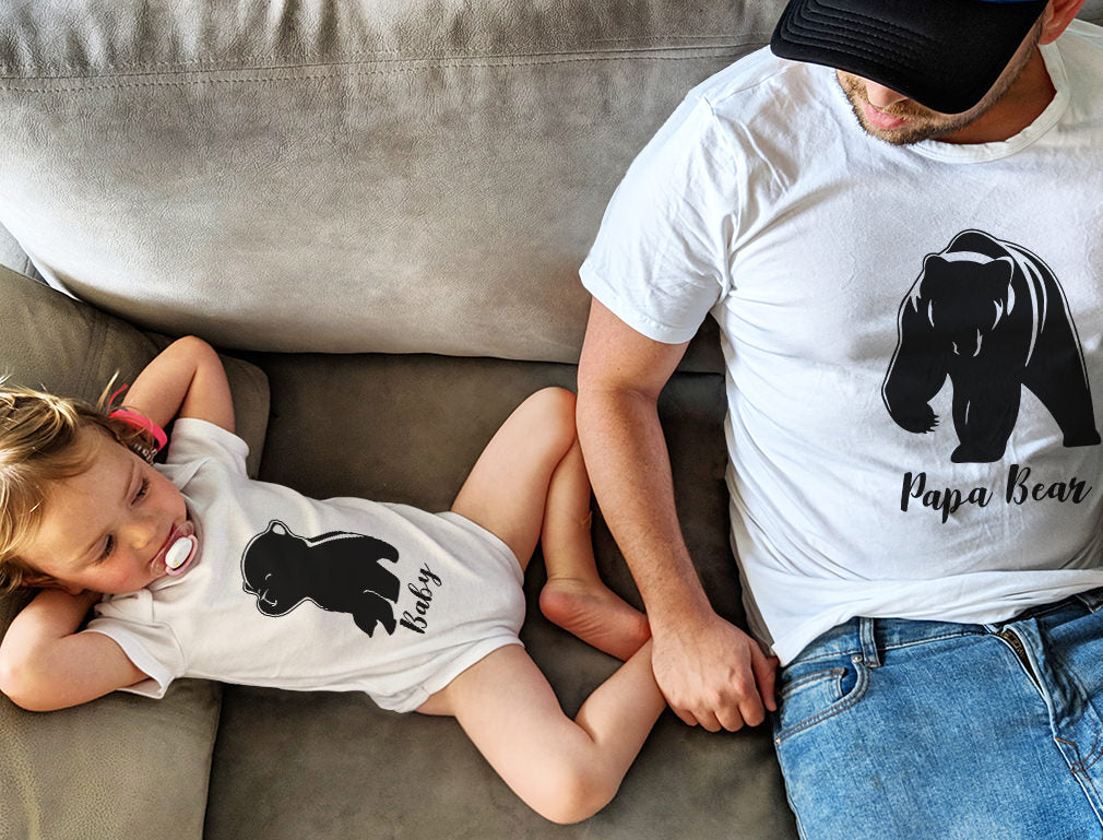 Papa & Baby Bear Matching Men's T-Shirt & Baby Bodysuit Father & Son Set