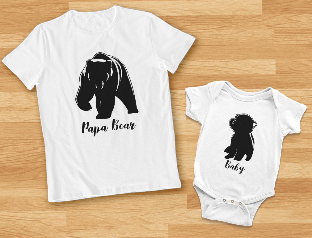 Papa & Baby Bear Matching Men's T-Shirt & Baby Bodysuit Father & Son Set