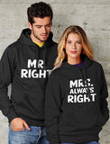 Thumbnail Mr Right and Mrs Always Right Husband & Wife Funny Matching Couple Hoodie Set Mr. Black / Mrs. Red 1