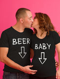Expecting Baby Belly \ Beer Belly Matching Couples Shirts 