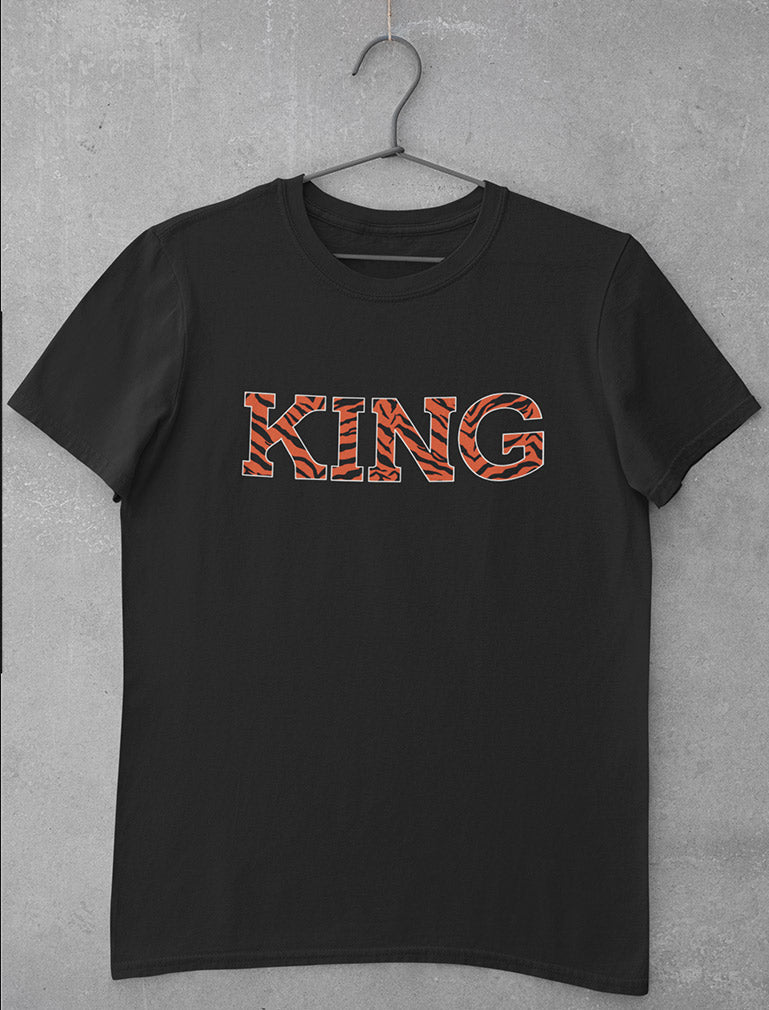 King Queen Tiger Matching Couple Set His and Hers T-Shirts Anniversary Gifts - KING Black / QUEEN Black 5